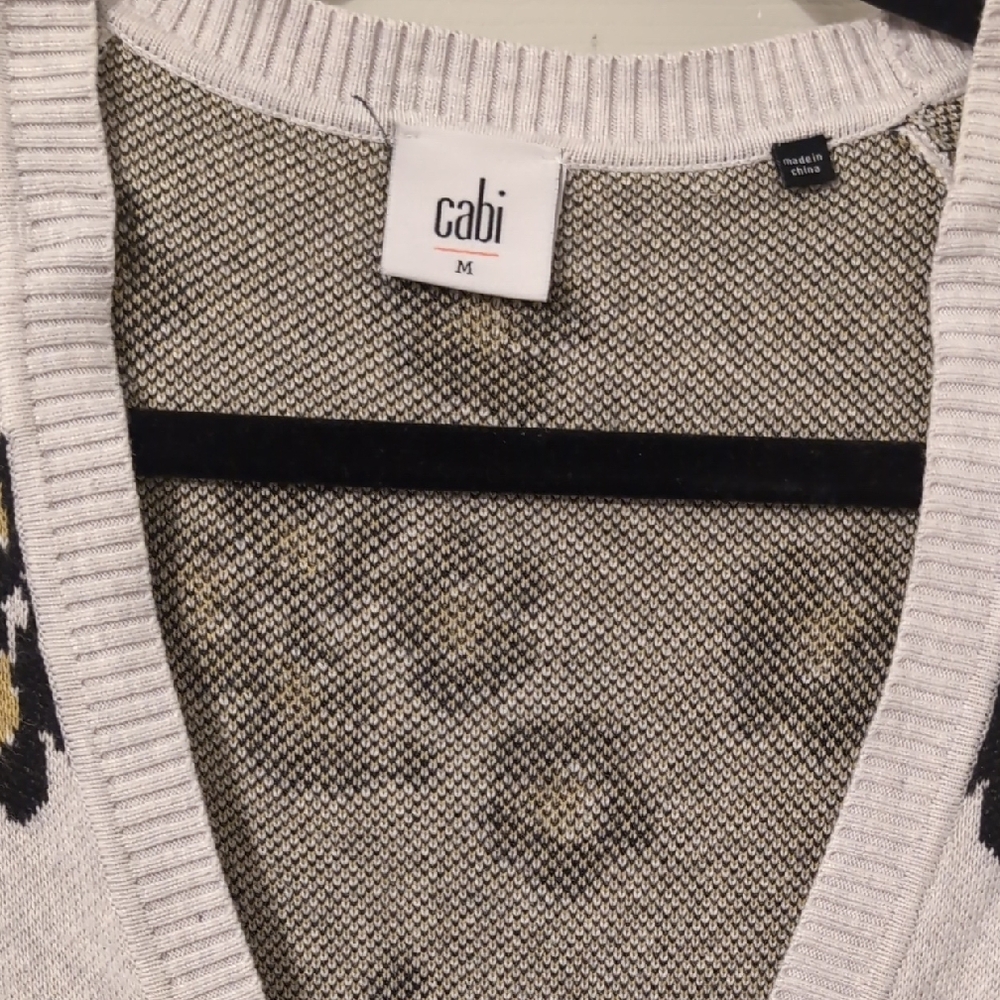 CAbi Women's Gray and Yellow Patterned Cardigan - Picture 2 of 2